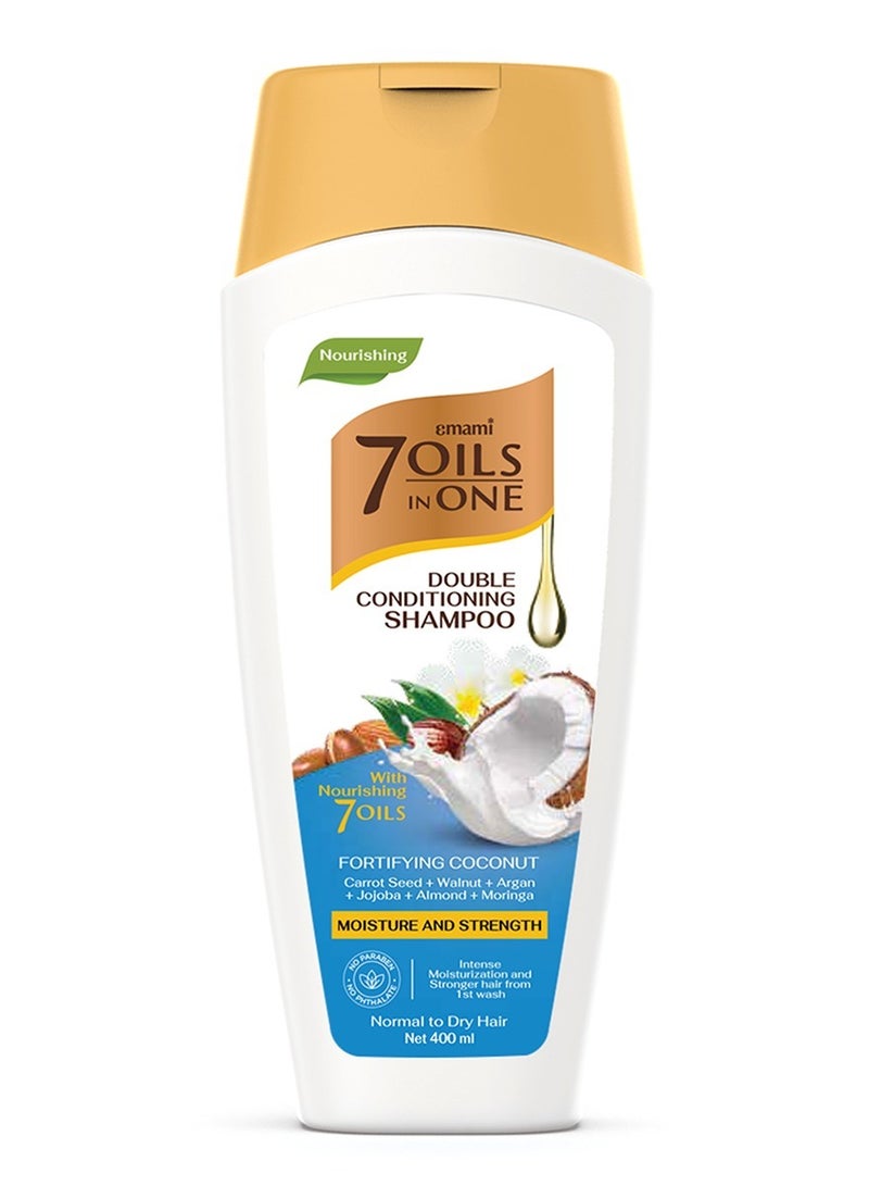 emami 7 Oil In One Double Conditioning Shampoo Fortifying Coconut 400ml  - Image 1