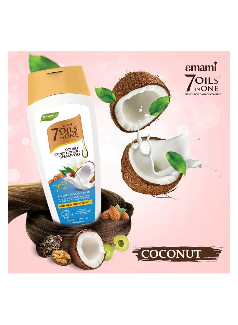 emami 7 Oil In One Double Conditioning Shampoo Fortifying Coconut 400ml  - Image 2