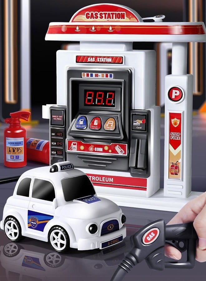 Simulated gas station playset Multifunctional gas station toy Car refueling playset Realistic spray effect Simulated toys for children's scenes  - Image 2