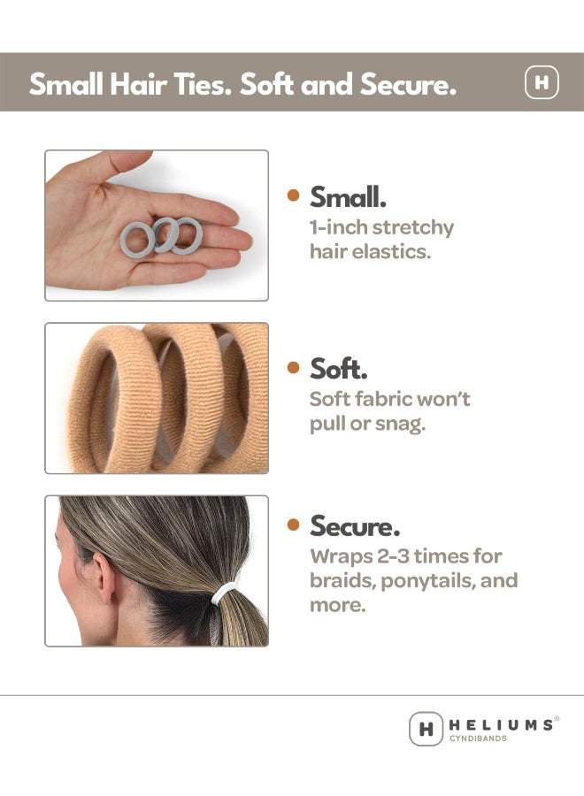 Heliums Small Soft Hair Ties Gray 1 Inch Mini Nylon Bands No Damage Ponytail Holders for Kids Braids and Thin Hair 30 Count - Image 4