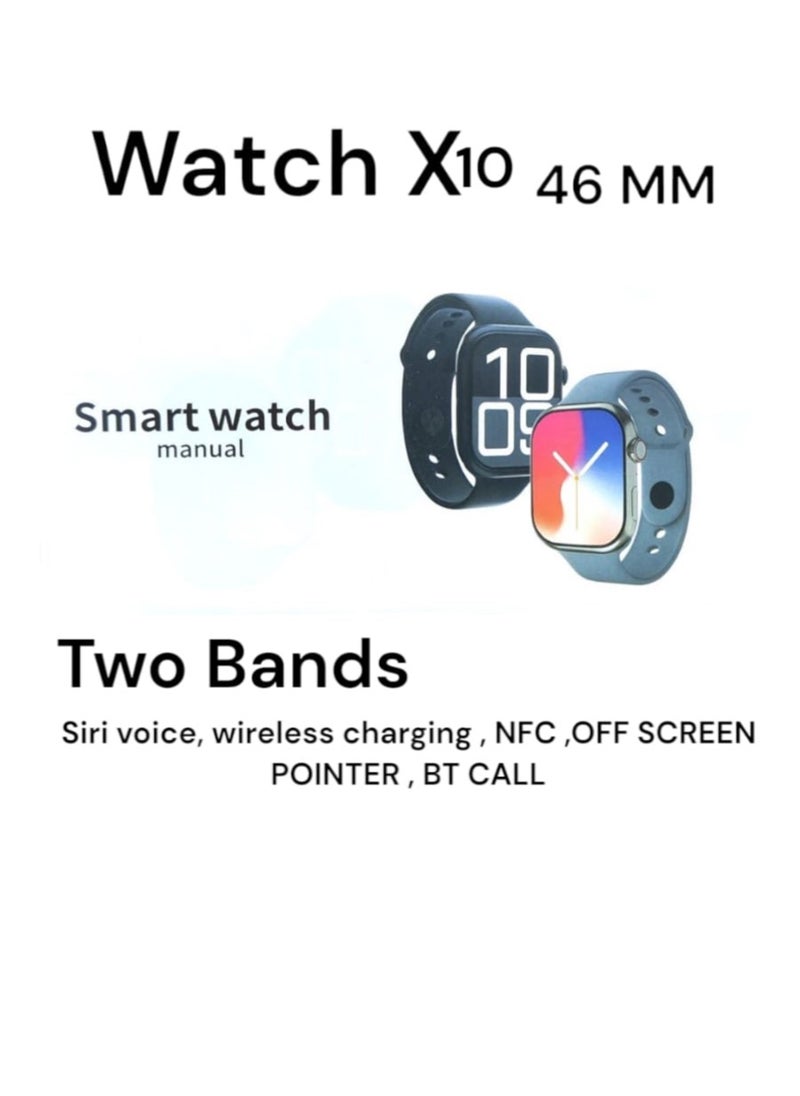 Generic - Watch X 10th Anniversary Edition Smartwatch - AMOLED Display, Wireless Charging, NFC, BT Call, Siri Support, 2 Bands Included" - Image 1