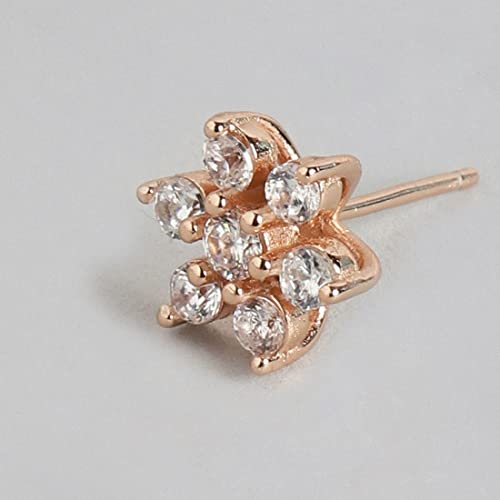 ZAVYA 925 Sterling Silver Cubic Zirconia CZ Designer Floral Star Rose Gold Plated Stud Earrings | With Certificate of Authenticity & 925 Hallmark | Gift for Women & Girls - Image 5