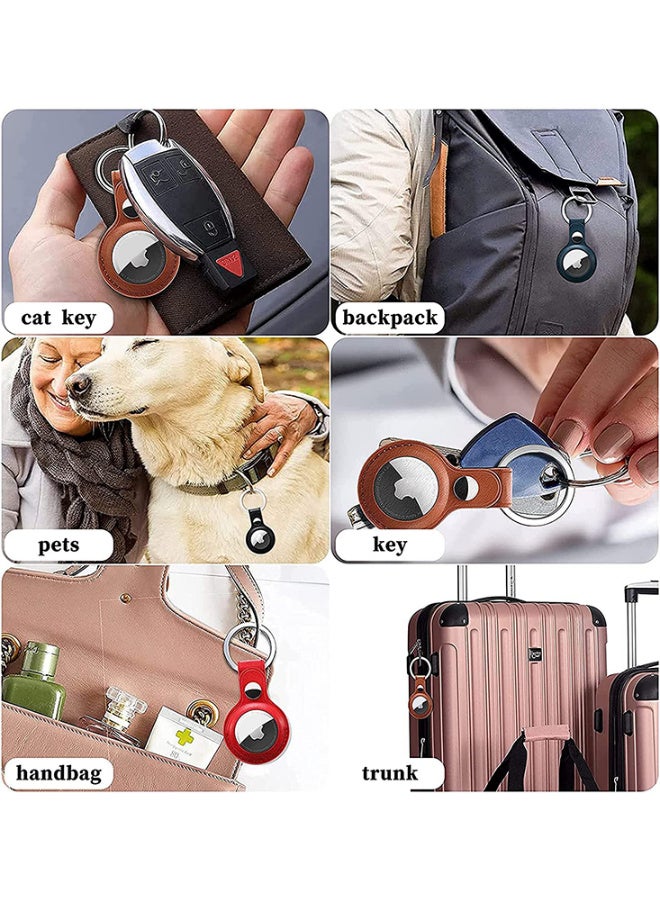 X-level 4-Pack Leather Keychain Cases for Apple AirTags: Multi-Color Protective Covers with AirTag Key Rings, Compatible with Apple AirTag Cat Collars Dust and Scratch Proof for Dog,Cat, Bags, Keys, Luggage - 4 Color（Blue/Red/Brown/Black） - Image 5