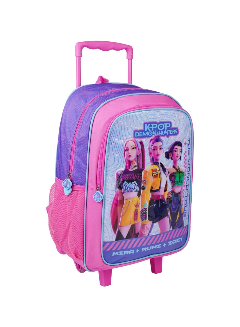 Netflix K-Pop Demon Hunters 5-in-1 Kids Trolley School Set 18" | Rolling Backpack, Lunch Bag, Lunch Box, Water Bottle & Pencil Case  | Water Resistant  | Girls School Bag - Image 3