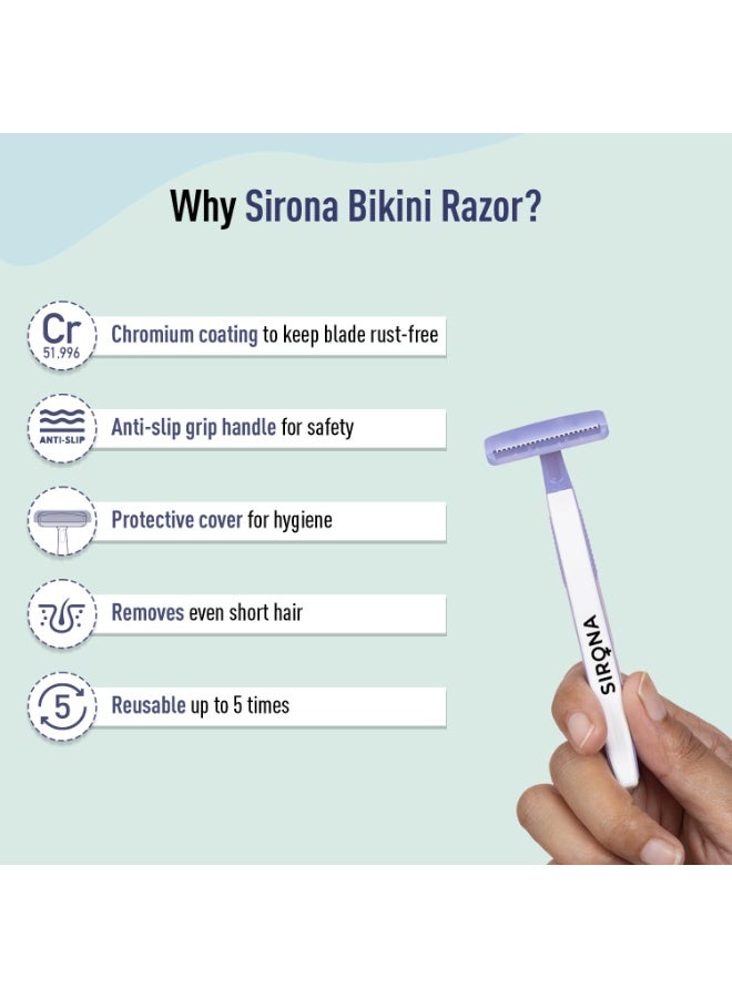 Sirona Razor for Women (Pack of 1)| Japanese Precision Shave, Nono-Blade Technology | For Irritation Free Shaving | Chromium & PTFE-Coated | No Cuts | Safe & Hygiene - Image 3