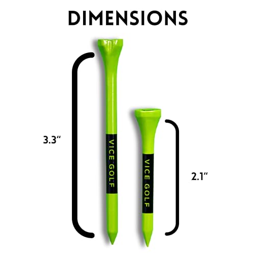 VICE Golf Tees | Neon Lime | 60 Driver Tees & 15 Short Tees - Image 3