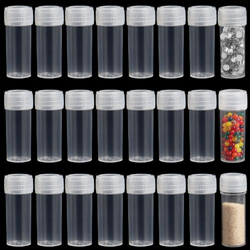 SBYURE 120 Pieces 5 ML Plastic Sample Bottles Vial Storage Mini Clear Storage Case with Lid Vial Storage Container Test Tube for Small Items - Image 1