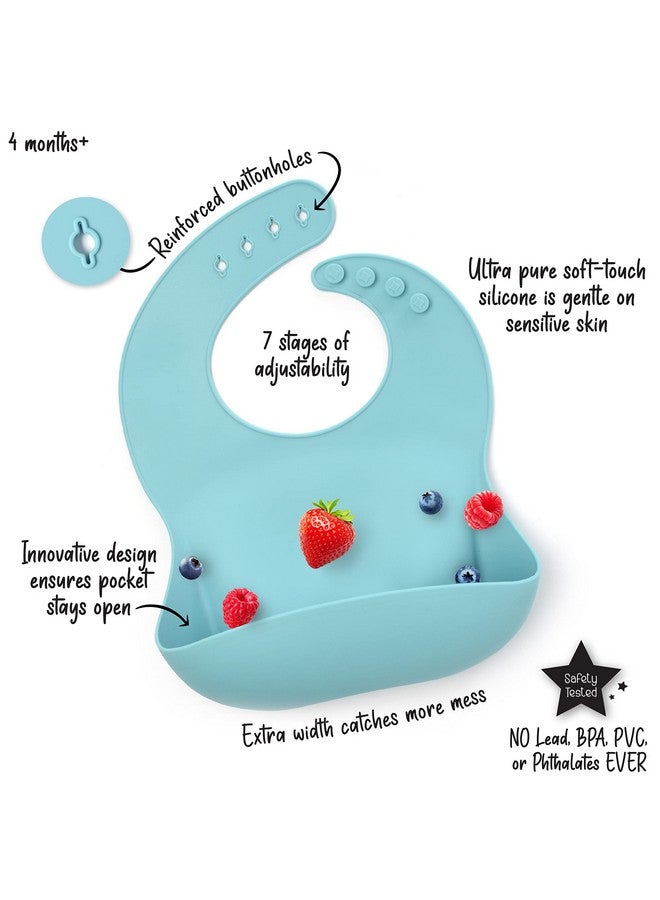 PrimaStella Silicone Baby Bibs - Soft Adjustable Waterproof Bib Set of 2 for Babies & Toddlers | BPA Free - Image 2
