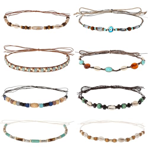 phnydreg 8Pcs Cowboy Hat Bands Ethnic Western Hat Belts for Cowboy Accessories Beaded Hatbands for Women Cowgirl Men - Image 1