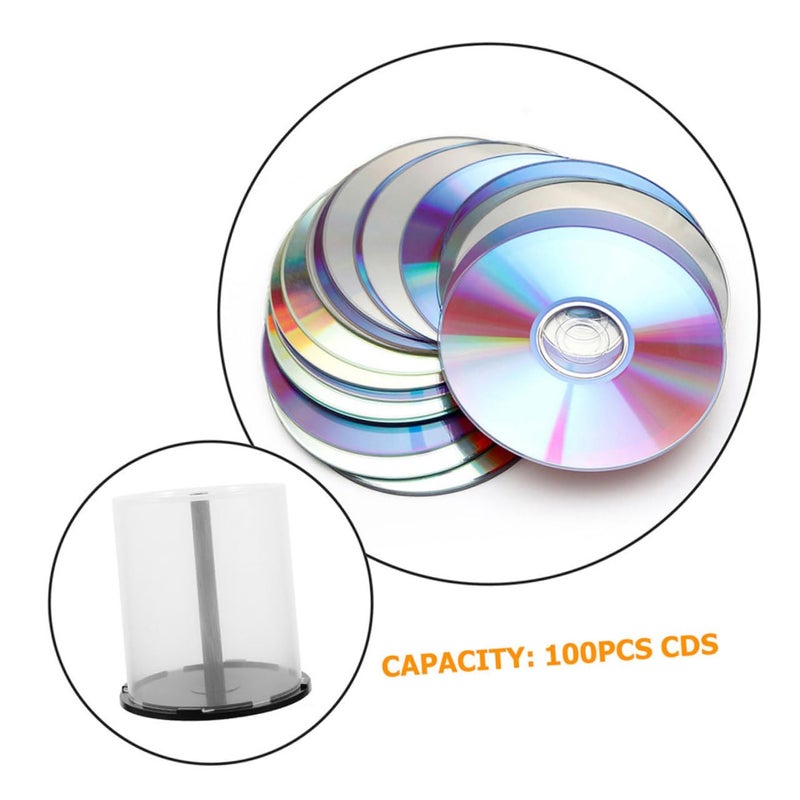 Portable CD DVD Storage Bucket Organizer 100 Disc Capacity Black Spindle for Home Travel - Image 4