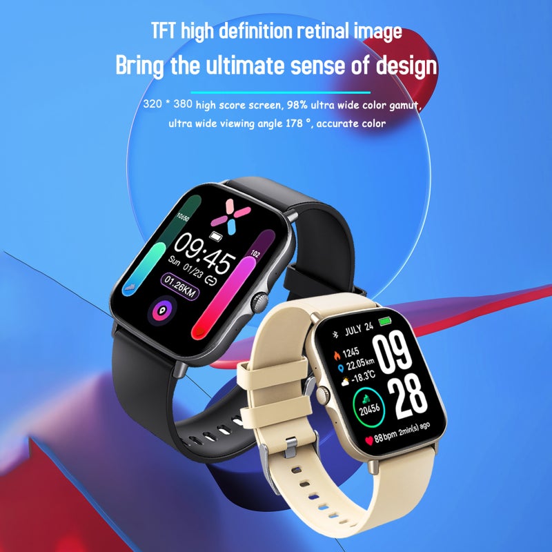 Smart Bracelet 1.75" Gold Thin Lightweight Soft TPU Strap - BT Call Function Waterproof Sports Watch for Fitness Enthusiasts Health Monitoring - Image 5
