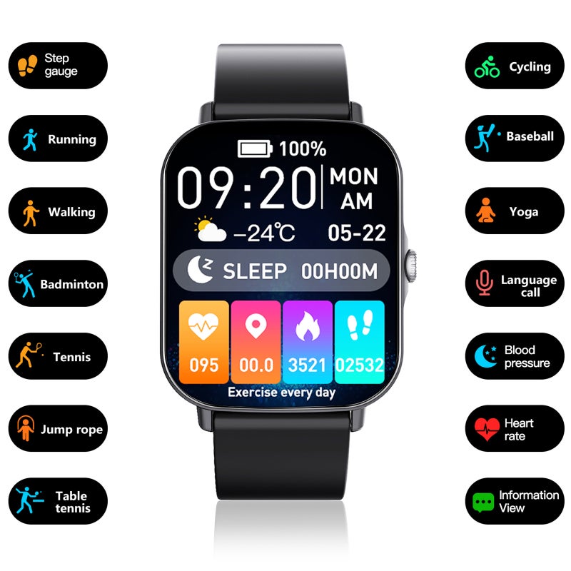 Smart Bracelet 1.75" Gold Thin Lightweight Soft TPU Strap - BT Call Function Waterproof Sports Watch for Fitness Enthusiasts Health Monitoring - Image 3