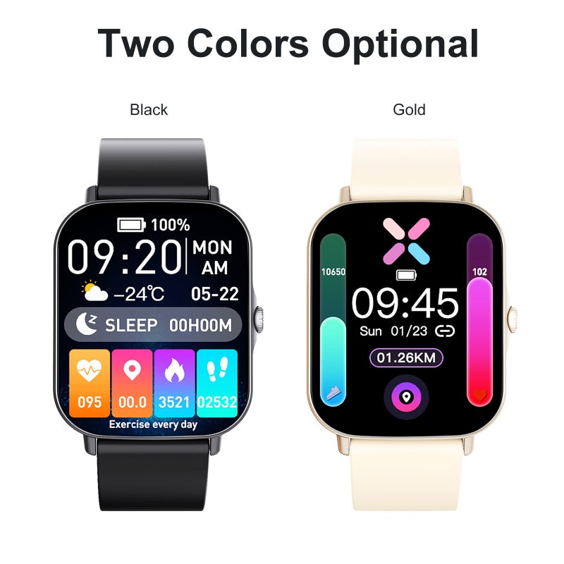 Smart Bracelet 1.75" Gold Thin Lightweight Soft TPU Strap - BT Call Function Waterproof Sports Watch for Fitness Enthusiasts Health Monitoring - Image 2