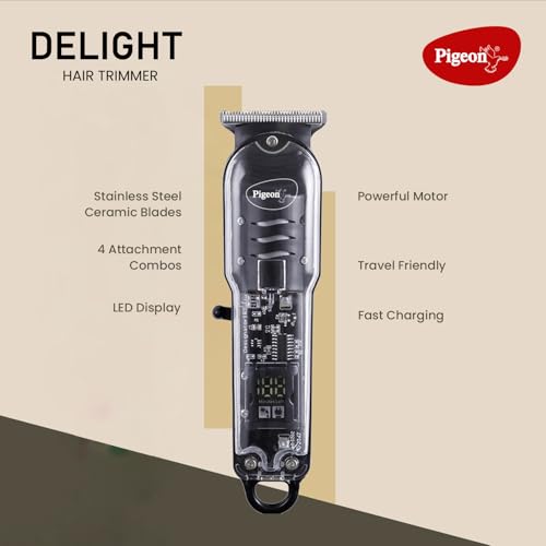 Pigeon Delight Battery Powered Beard Trimmer for Men| Stainless Steel Blade| USB C type Charging| 1.5Hr runtime| 2 HR charge time | 2 Years Warranty - Image 3