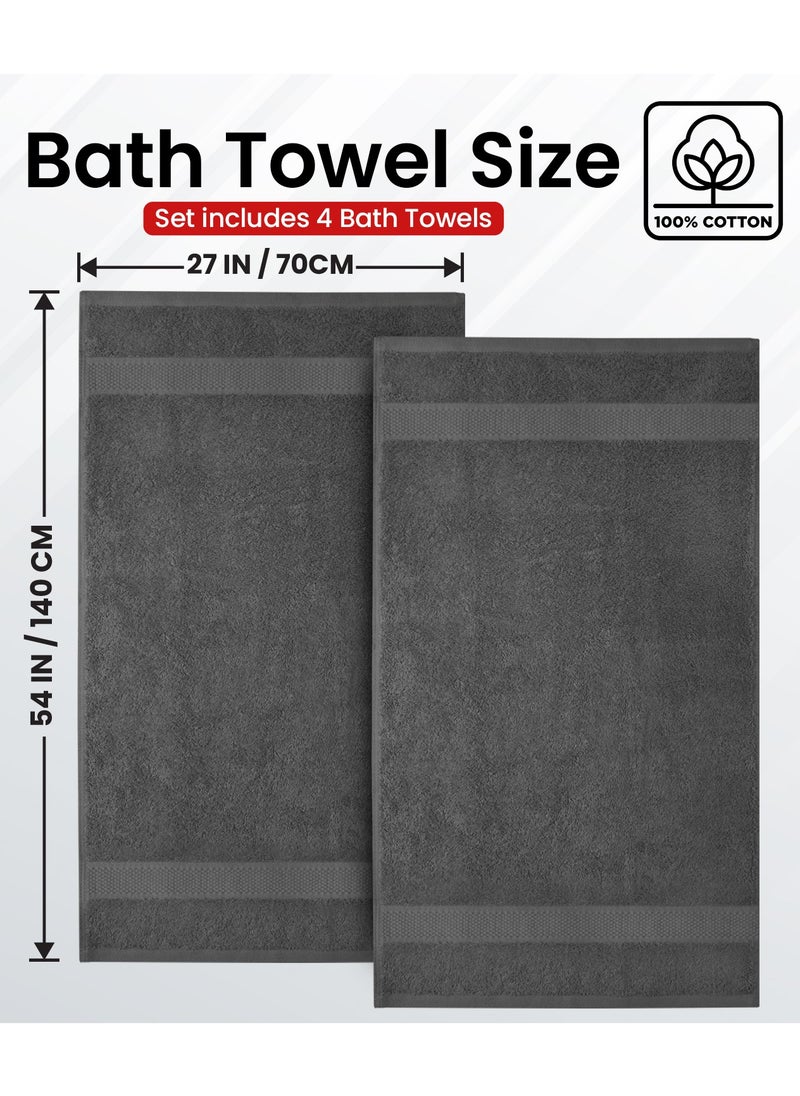 Infinitee Xclusives - Premium Bath Towels Set Pack of 4-100% Ring Spun Cotton Towels - Grey Bath Towels 68cm x 137cm - Soft Feel, Quick Dry, Highly Absorbent Durable Towels, Perfect for Daily Use by Infinitee Xclusives - Image 1