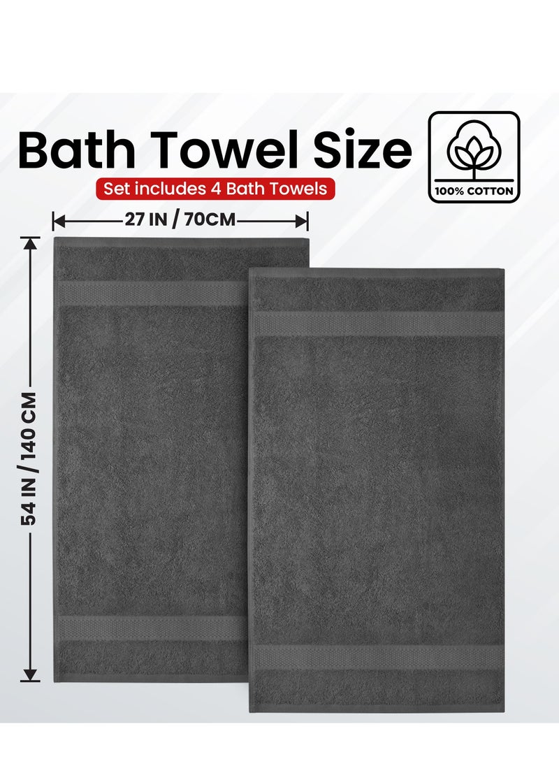 Infinitee Xclusives Premium Bath Towels Set Pack of 4-100% Ring Spun Cotton Towels - Grey Bath Towels 68cm x 137cm - Soft Feel, Quick Dry, Highly Absorbent Durable Towels, Perfect for Daily Use by Infinitee Xclusives  - Image 2