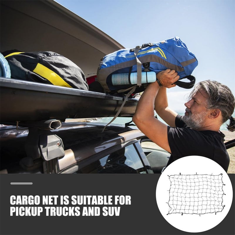 2 Pcs Black Car Roof Cargo Net Elastic Windproof Luggage Organizer For SUVs And Trucks - Image 5