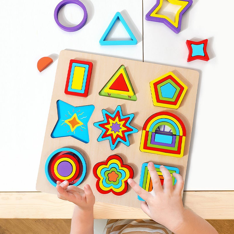 Montessori Early Childhood Educational Children'S Wooden Jigsaw Puzzle Geometric Shape Cognitive Matching Toys For Babies 1-3 Years Old - Image 3