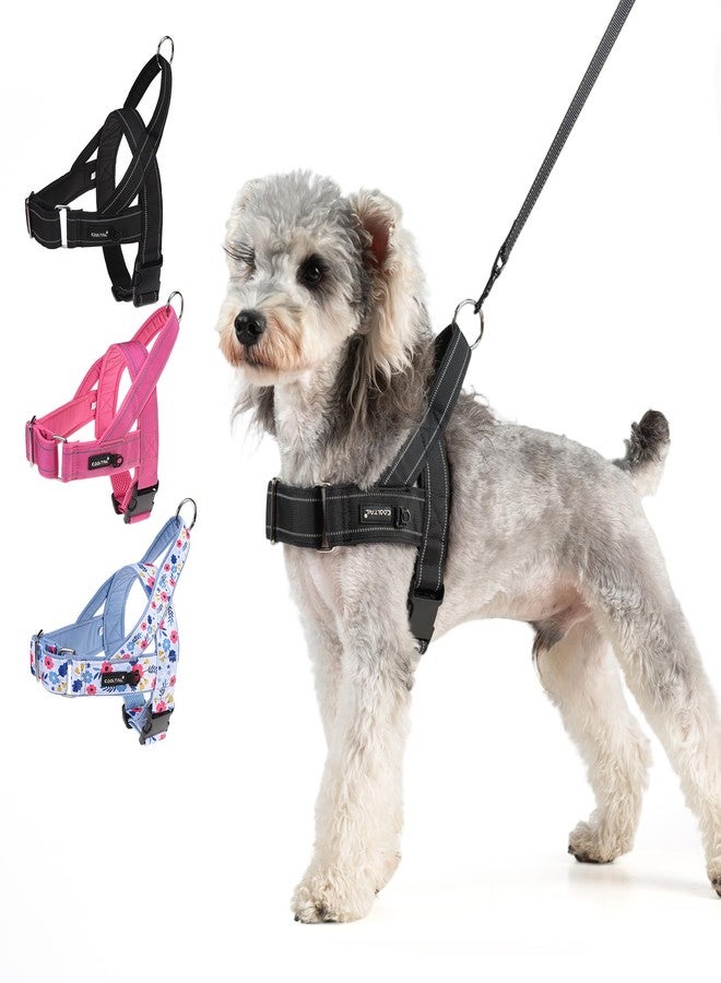 KOOLTAIL No Pull Harness Medium Size Dog with Handle, Easy Walk Puppy Vest Harness Neck & Chest Soft Paded Adjustable, Reflective Lightweight Escape Proof Breathable Mesh Pet Running Harness, Black M - Image 1