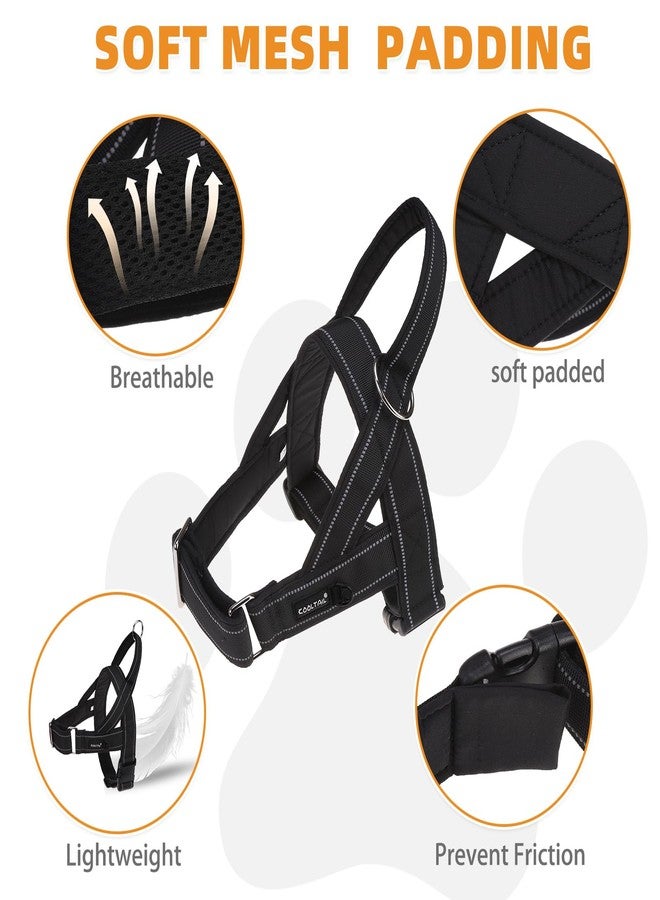 KOOLTAIL No Pull Harness Medium Size Dog with Handle, Easy Walk Puppy Vest Harness Neck & Chest Soft Paded Adjustable, Reflective Lightweight Escape Proof Breathable Mesh Pet Running Harness, Black M - Image 4