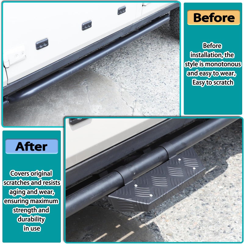 Generic Hudiriy Door Running Boards Side Hoop Steps Foot Pedal Compatible with Ineos Grenadier 2020-2024 Heavy Duty Running Boards Add On Side Steps Bars Hoop Step Accessories (Black)  - Image 2