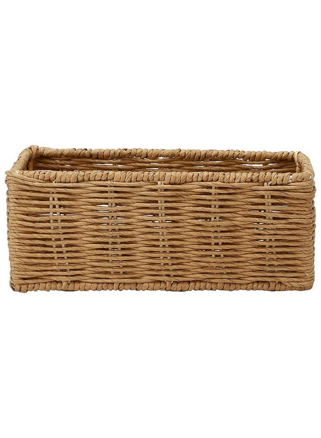 Akway AKWAY Handmade Wicker Basket Bathroom Vanity Tray for Toilet Paper and Soap, Wicker Kitchen Counter Top Storage Shelf Coffee Table Decorative Tray Cosmetic Organizer Display Holder, Rectangular  - Image 4