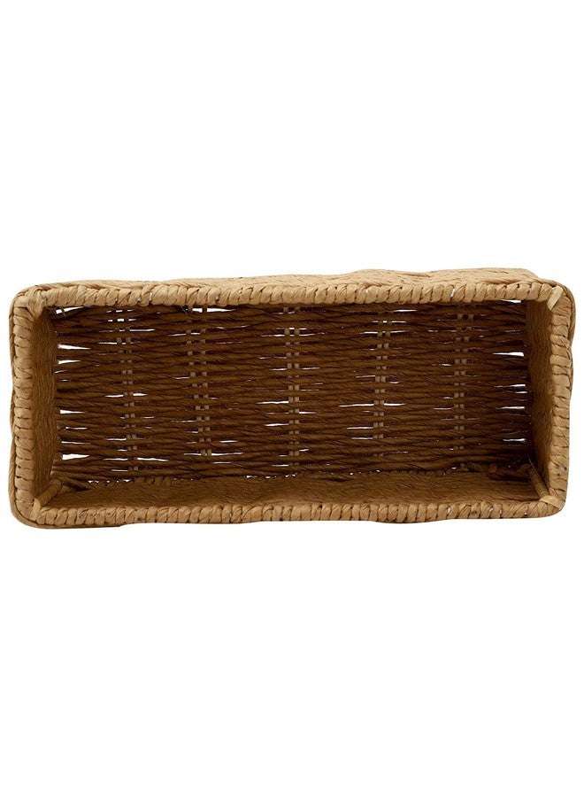 Akway AKWAY Handmade Wicker Basket Bathroom Vanity Tray for Toilet Paper and Soap, Wicker Kitchen Counter Top Storage Shelf Coffee Table Decorative Tray Cosmetic Organizer Display Holder, Rectangular  - Image 5