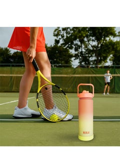 BEOLA Motivational Water Bottle with Time Markers and Straw Lid - 750ml, Coral Blend  - Image 5