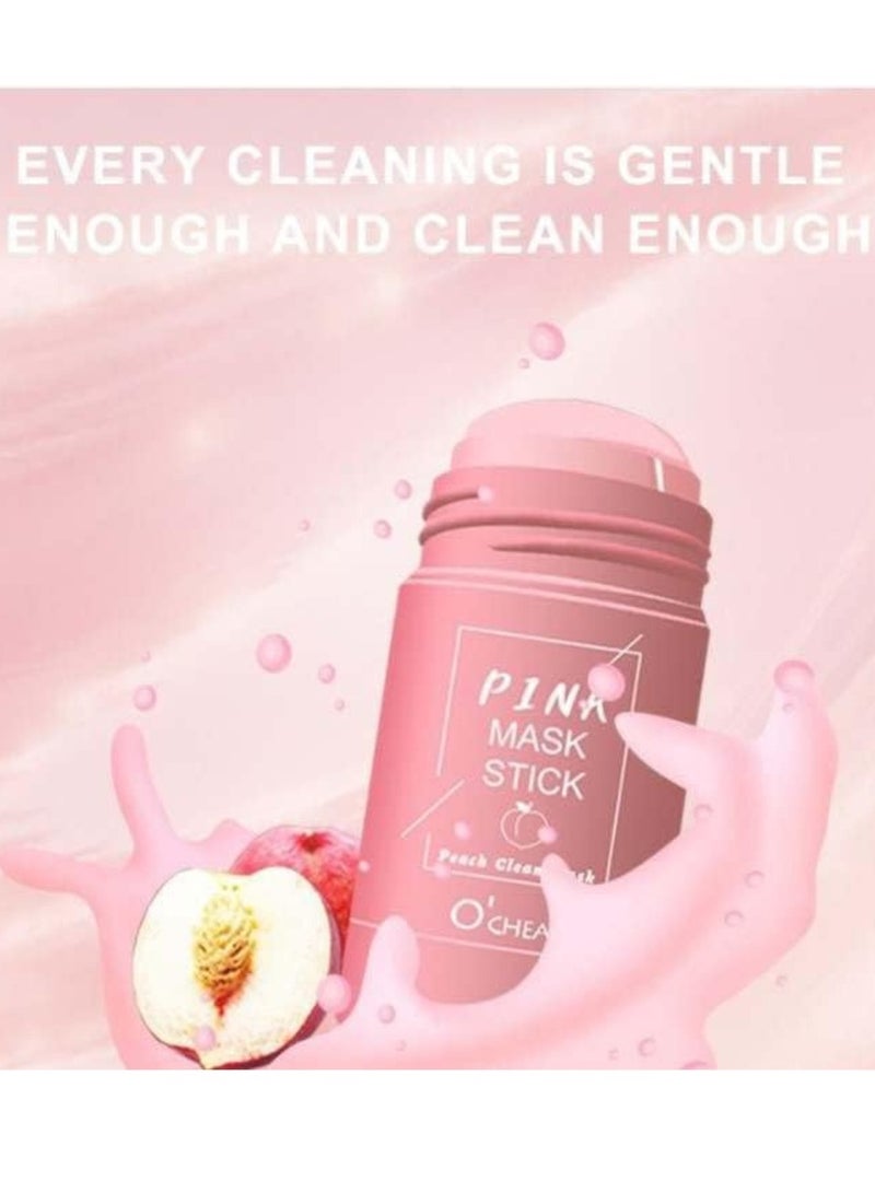 OCHEAL Pink Mask Stick Cleans Face Minimize Pores Blackhead and Acne Anti Aging Wrinkle Reduction Skincare with Peach Face Mask Blackheads and Acne Removal Peach Clay Face Mask 40g - Image 3