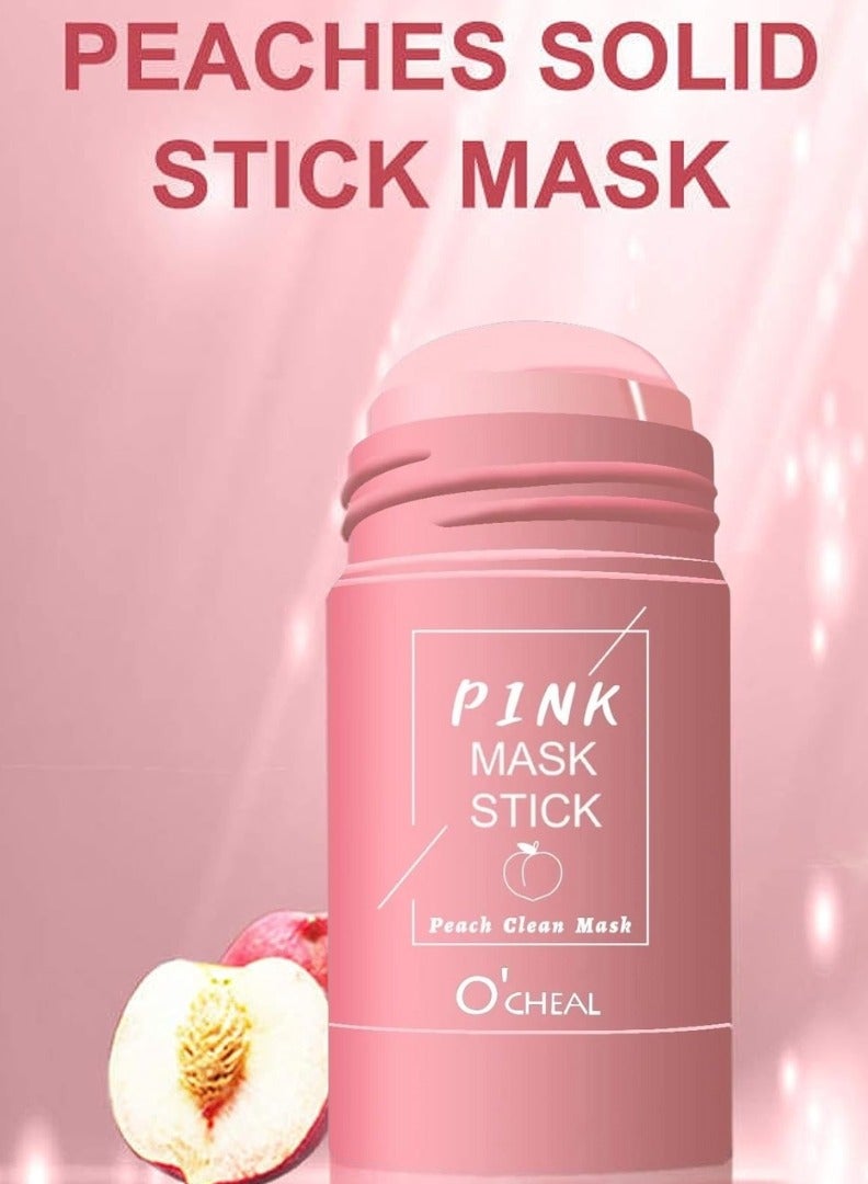 OCHEAL Pink Mask Stick Cleans Face Minimize Pores Blackhead and Acne Anti Aging Wrinkle Reduction Skincare with Peach Face Mask Blackheads and Acne Removal Peach Clay Face Mask 40g - Image 4