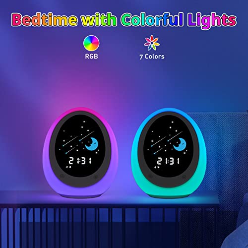 BUTTING Kids Alarm Clock, Toddler Sleep Training Clock with Sun & Moon, Sound Machine, Night Light, Ok to Wake Alarm Clock for Children - Image 5