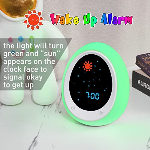 BUTTING Kids Alarm Clock, Toddler Sleep Training Clock with Sun & Moon, Sound Machine, Night Light, Ok to Wake Alarm Clock for Children - Image 2