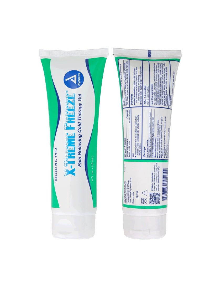 Dynarex Dynarex X-Treme Freeze Pain Relieving Cold Therapy Gel, Fast-Acting Pain Relief Gel with Cooling Sensation, Used for Minor Aches and Pains, 1 Tube, 4 oz. 