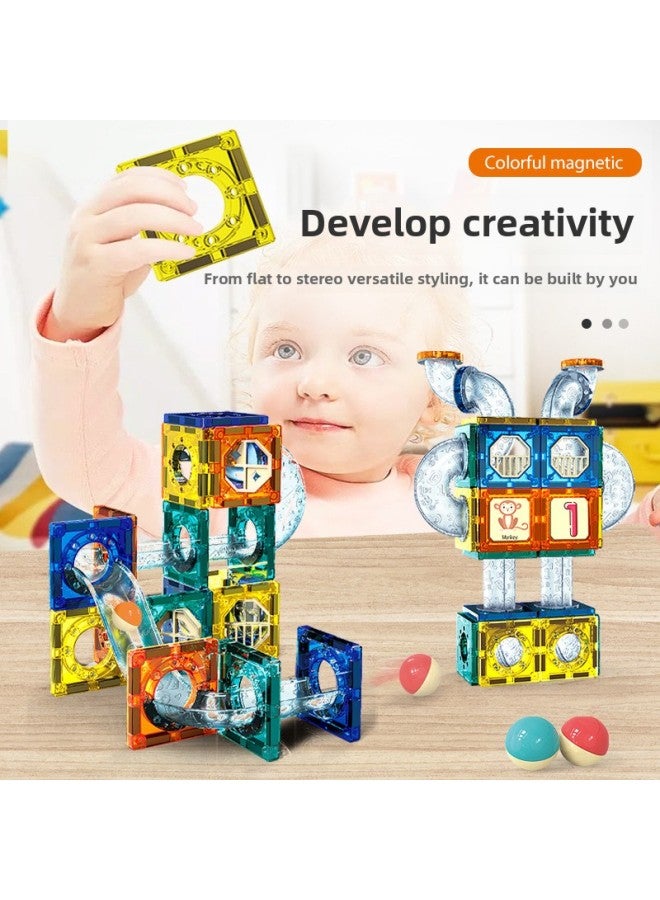 DIY Ball Slide Magnetic Building Blocks Track Puzzle Splicing Magnetic Film Children's Intelligence Development-Color:Magnetic Pipe Building Blocks 42PCs  - Image 3