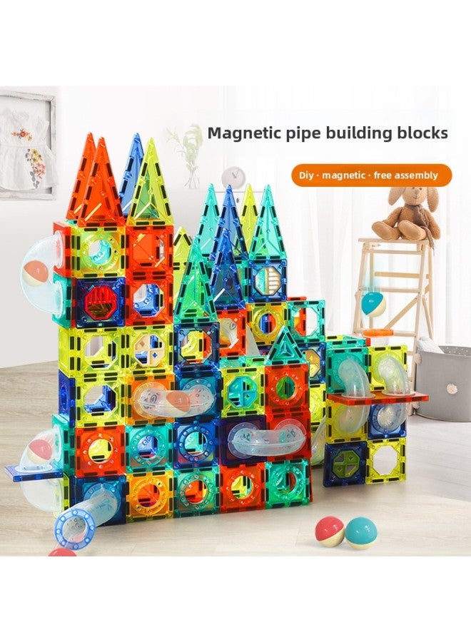 DIY Ball Slide Magnetic Building Blocks Track Puzzle Splicing Magnetic Film Children's Intelligence Development-Color:Magnetic Pipe Building Blocks 42PCs  - Image 2