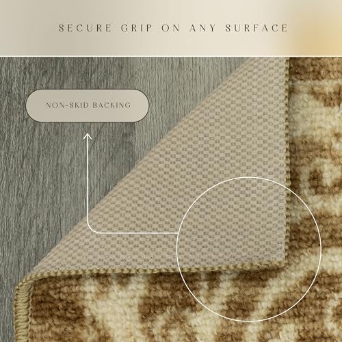 Maples Rugs Pelham Transitional Runner Rug - Made in USA - Washable, Non Slip, Indoor Carpet for Hallway, Kitchen, and Laundry Room, 2' x 6', Khaki - Image 5