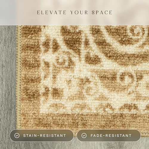 Maples Rugs Pelham Transitional Runner Rug - Made in USA - Washable, Non Slip, Indoor Carpet for Hallway, Kitchen, and Laundry Room, 2' x 6', Khaki - Image 4