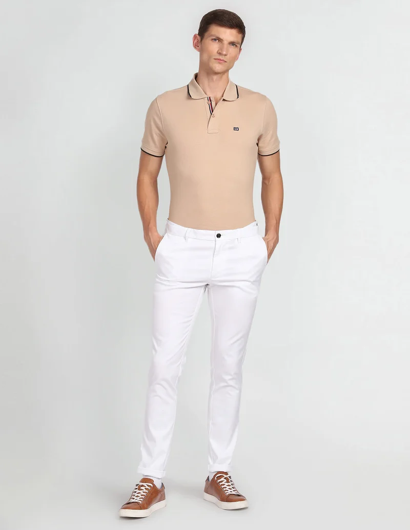 Arrow White Bronson Slim Fit Dobby Chinos for Men | Best Price UAE