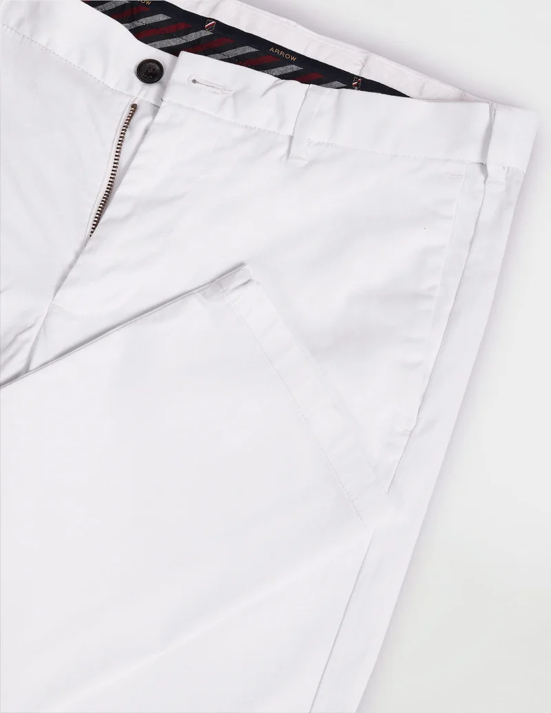 Arrow White Bronson Slim Fit Dobby Chinos for Men | Best Price UAE