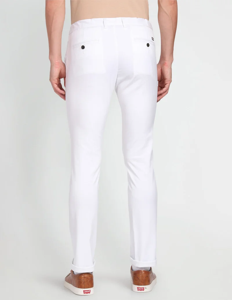 Arrow White Bronson Slim Fit Dobby Chinos for Men | Best Price UAE