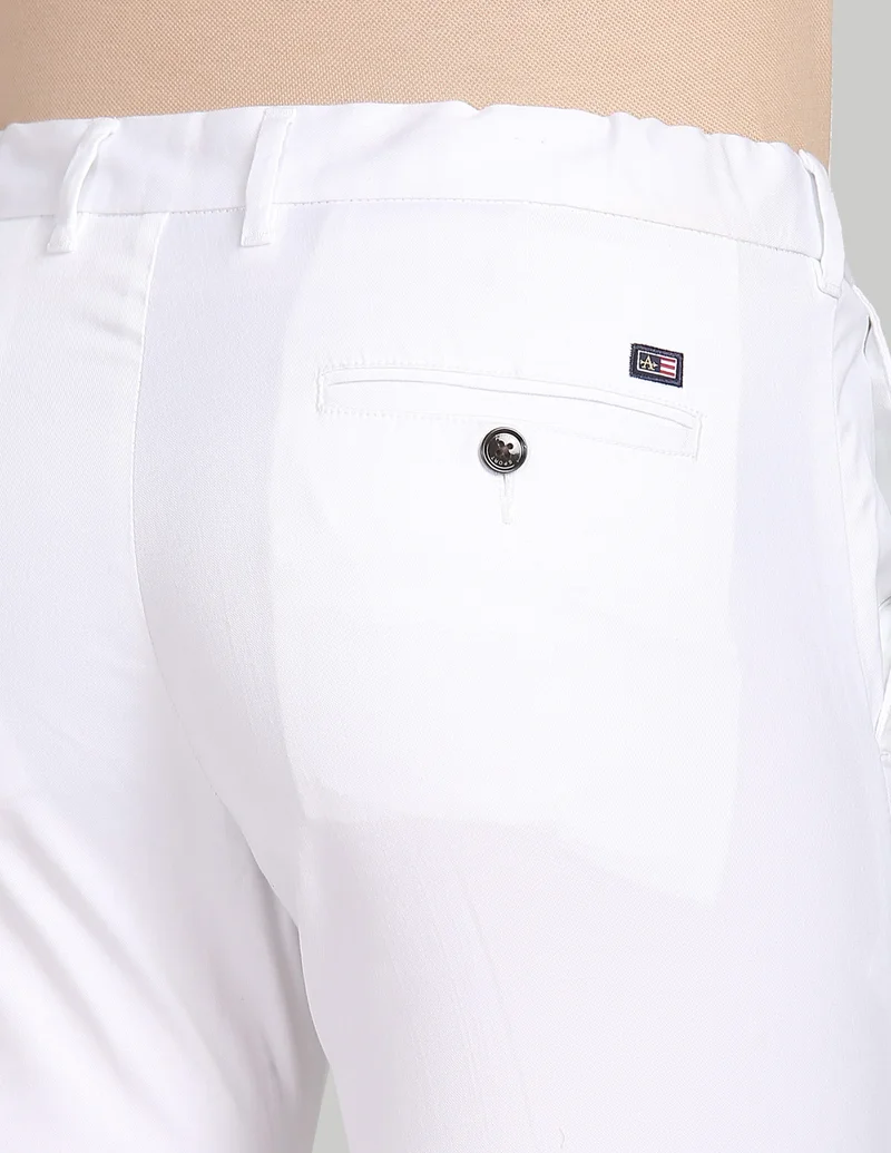 Arrow White Bronson Slim Fit Dobby Chinos for Men | Best Price UAE