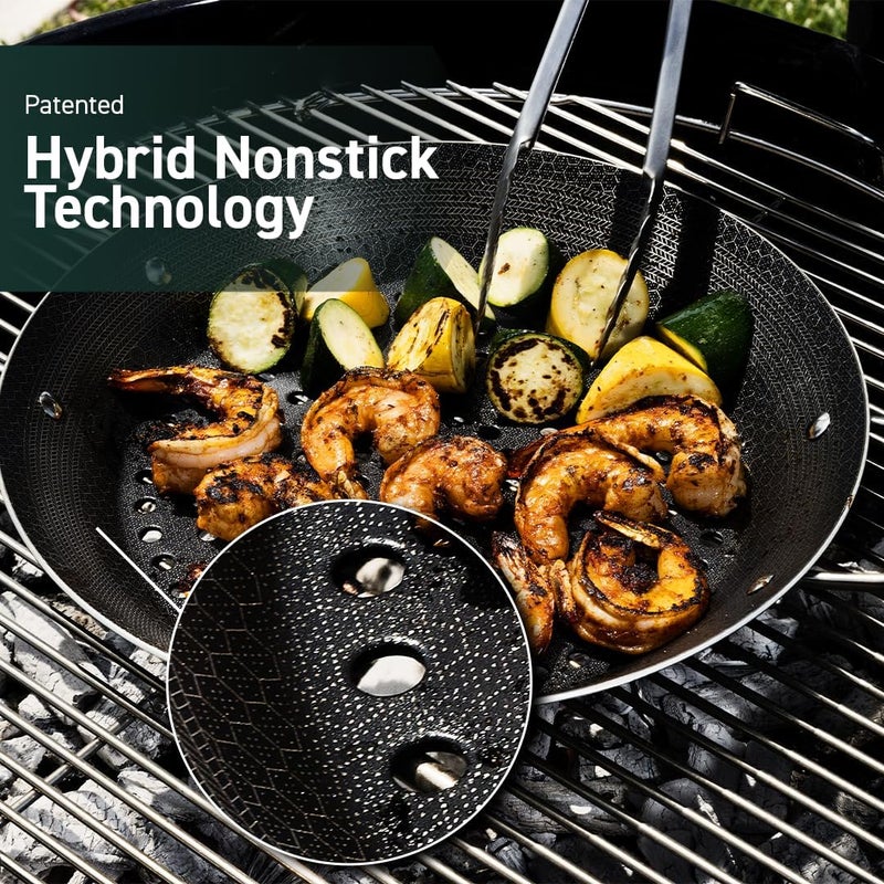 HexClad HexClad Hybrid Nonstick BBQ Grill Pan, Dishwasher-Friendly, BBQ and Oven-Safe Up to 900°F  - Image 4