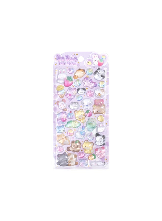 Flash Hot Shimmer Stickers 3d Relief Stickers Solid Children's Cartoon Animal Crystal Phone Case Decorations - Image 1