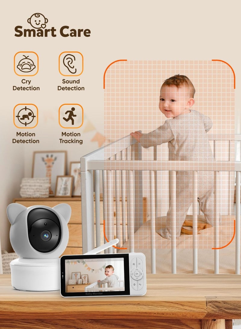Jubilin Smart Video Baby Monitor with APP and Video Camera, Cry&Sound Monitor, Motion Tracking&Monitor, Secure WiFi Lock, 2K Night Vision - Image 3