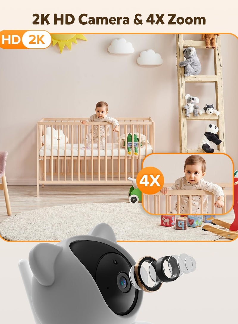 Jubilin Smart Video Baby Monitor with APP and Video Camera, Cry&Sound Monitor, Motion Tracking&Monitor, Secure WiFi Lock, 2K Night Vision - Image 4