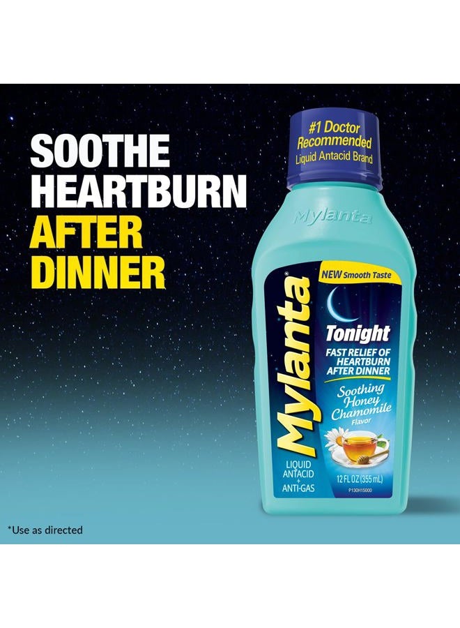 Mylanta Heartburn and Gas Relief, Liquid Antacid, Tonight Formula, Honey Chamomile Flavor, 12 Fl Oz - Image 2