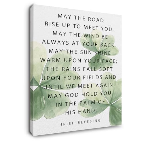 Ryeolo Irish Blessing Wall Decor, St Patrick's Day Wall Art, Irish Blessing Sign, St Patrick's Day Canvas Wall Art Poster, Lucky Shamrock St Patrick's Day Wall Decor Prints Framed 11x14 Inch - Image 1