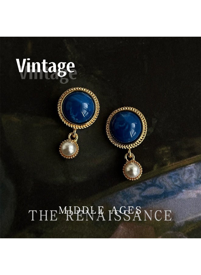 Vintage Blue Danube Pearl Earrings | French Court Style Light Vintage Earrings - Image 1