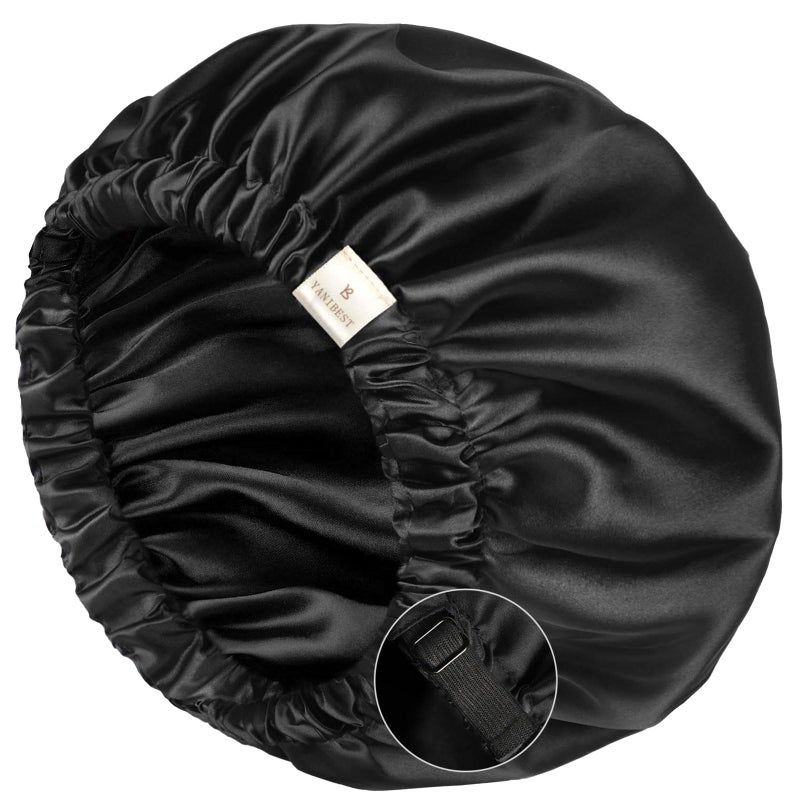 YANIBEST Silk Bonnet Satin Bonnet for Sleeping Women Men, Adjustable Double Layer Hair Bonnet for Curly Braids Reduce Frizz - Image 1