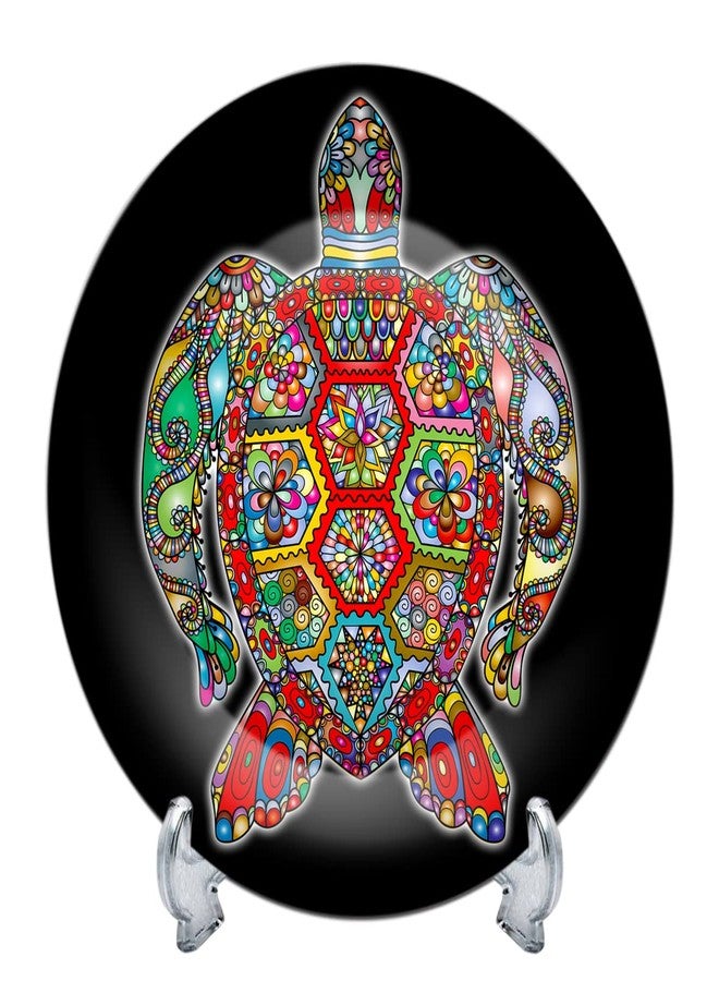 JIKRAA® Colorful Turtle Ceramic Designer Plate/Platter With Stand, Decorative Plates for Living Room I 8 Inch - Image 1